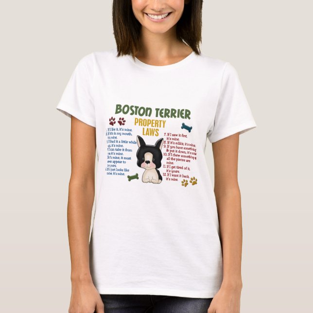 Eigentums-Gesetze 4 Bostons Terrier T-Shirt (Vorderseite)