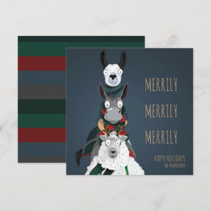 Eigenwillig süß lustig “Merrily Merrily Merrily” B Feiertagskarte