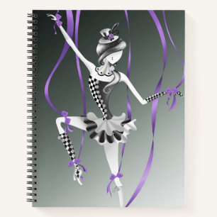 Eigenwillige Ballerina-Marionette Lila Bänder Notizbuch