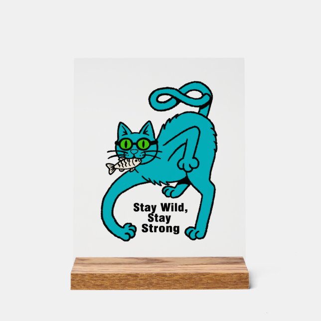 Eigenwillige Expressive Katze Acrylschild (Vorderseite)