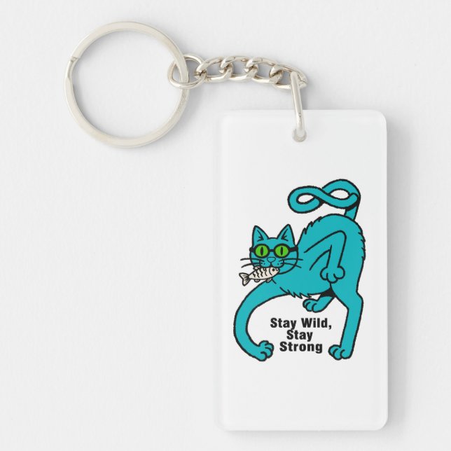 Eigenwillige Expressive Katze Schlüsselanhänger (Vorderseite)