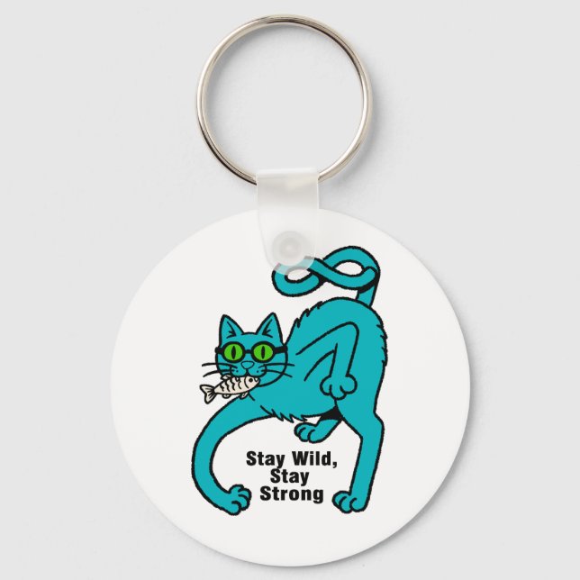 Eigenwillige Expressive Katze Schlüsselanhänger (Vorderseite)