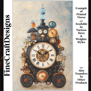 Eigenwillige Steampunk-Uhr Zahnräder Hebel R3 Deco Seidenpapier