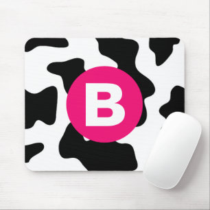 Eigenwilliges Kuhfleckenmuster Rosa Monogramm Mousepad
