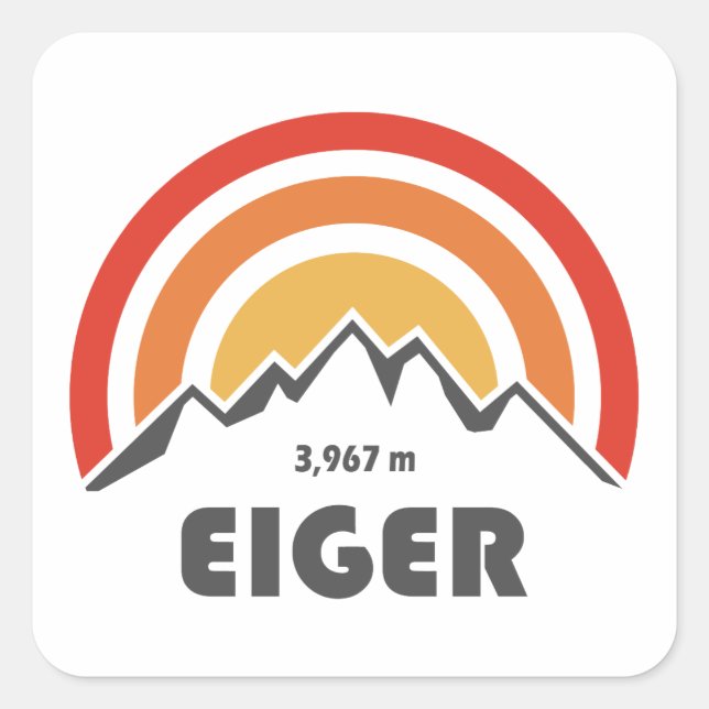 Eiger Quadratischer Aufkleber (Vorderseite)