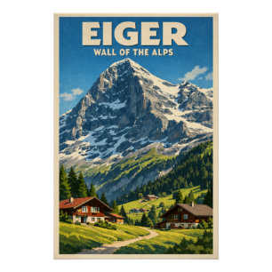 Eiger, Schweiz, in klassischem Retro-Stil Poster