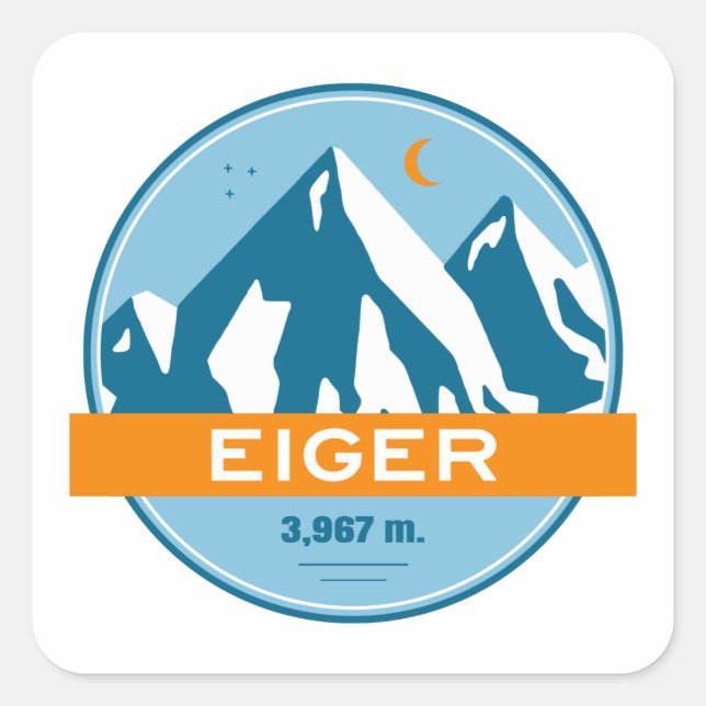 Eiger Switzerland Stars Moon Quadratischer Aufkleber (Vorderseite)