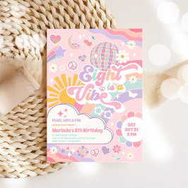 Eight Is A Vibe Disco Rainbow Sun 8th Birthday Einladung