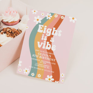 Eight is a Vibe groovige Gänseblume Regenbogen 8. Einladung
