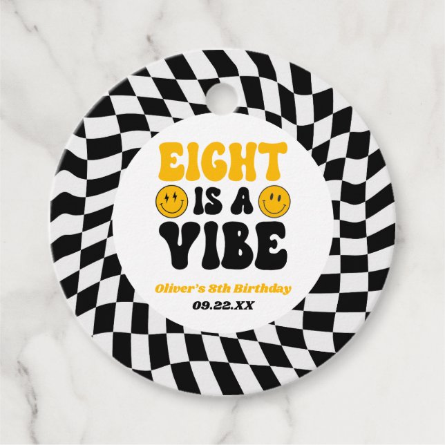 Eight Is A Vibe Retro Eighth 8th Birthday Party Geschenkanhänger (Vorderseite)