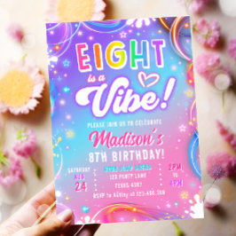 Eight is a Vibe Retro Groovy Neon Girl Birthday Einladung