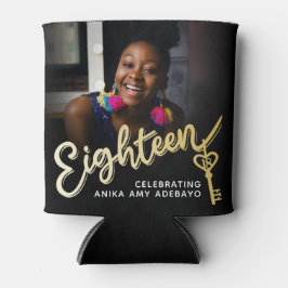Eighteen 18th Birthday photo script gold key Dosenkühler