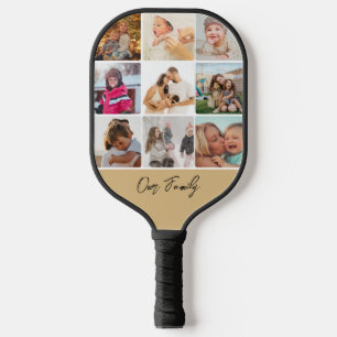 Eighteen Photo Collage Simple Family Name Pickleball Schläger