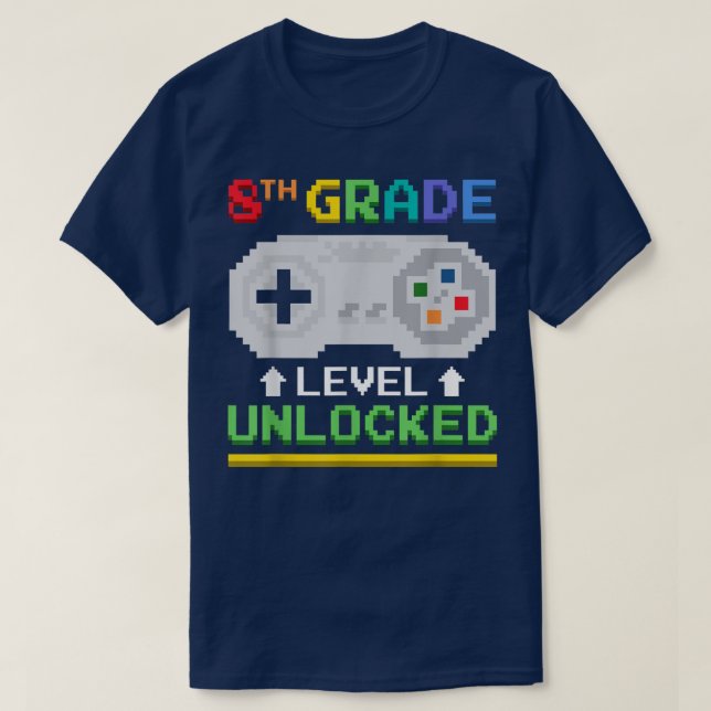 Eighth Grad Level Unlocked Gamer Tees Video Game  (Design vorne)