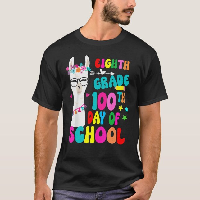Eighth Grade 100 Days Smarter No Prob Llama Teache T-Shirt (Vorderseite)