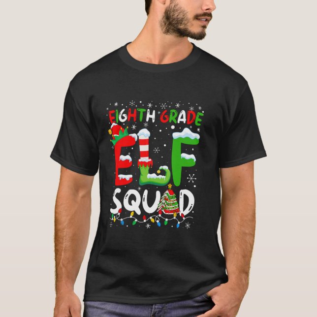 Eighth Grade ELF Squad Funny Christmas ELF Student T-Shirt (Vorderseite)