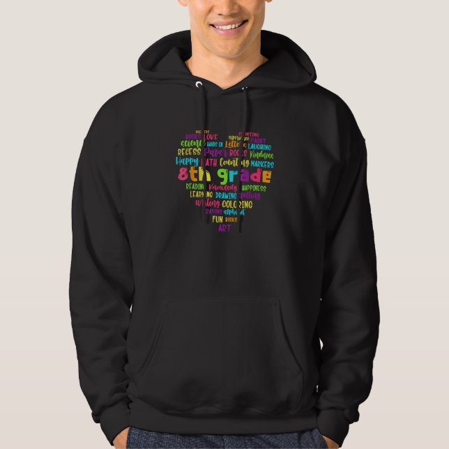 Eighth Grade Team Back To School Heart Teacher Stu Hoodie (Vorderseite)
