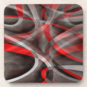 Eighties Red White and Grey Layered Curves Getränkeuntersetzer