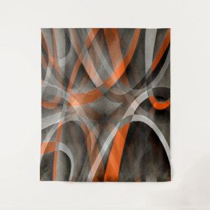 Eighties Vibes Gebranntes Orange und Grau Geschich Wandteppich