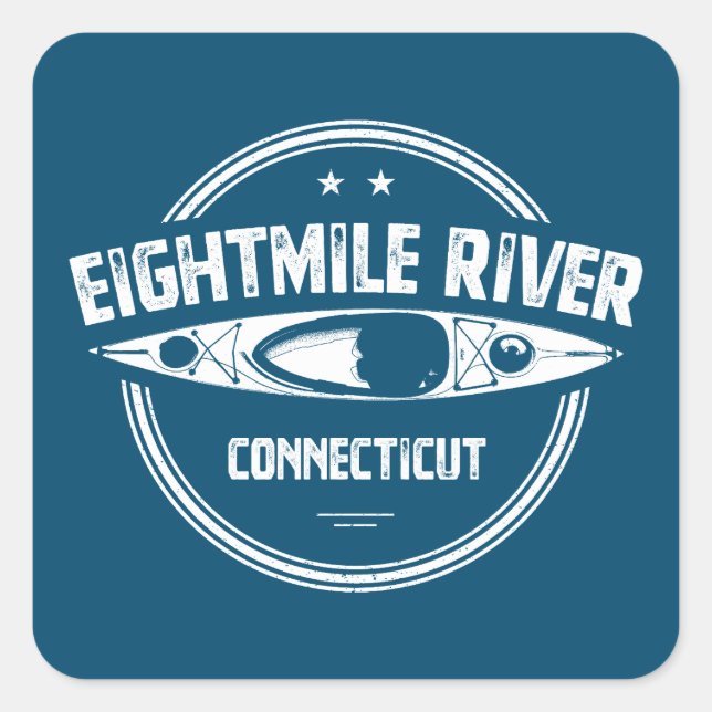 Eightmile River Connecticut Kayaking Quadratischer Aufkleber (Vorderseite)