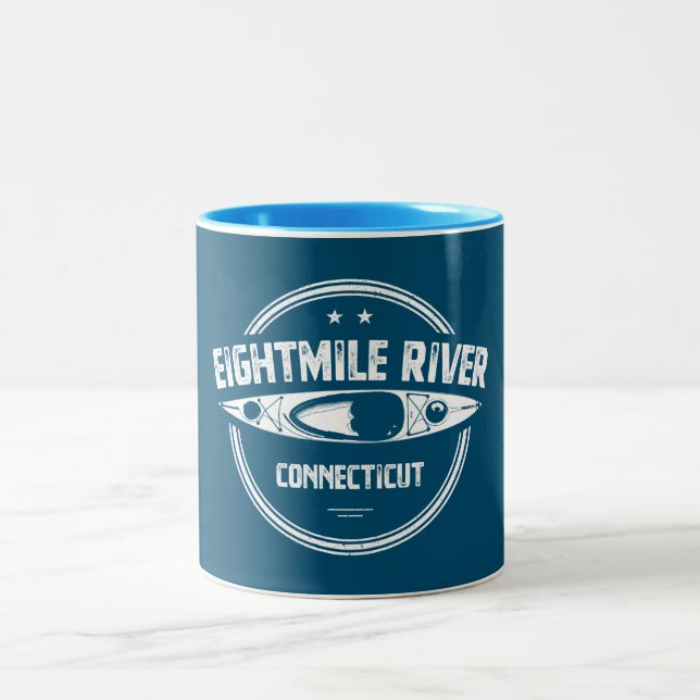 Eightmile River Connecticut Kayaking Zweifarbige Tasse (Mittel)
