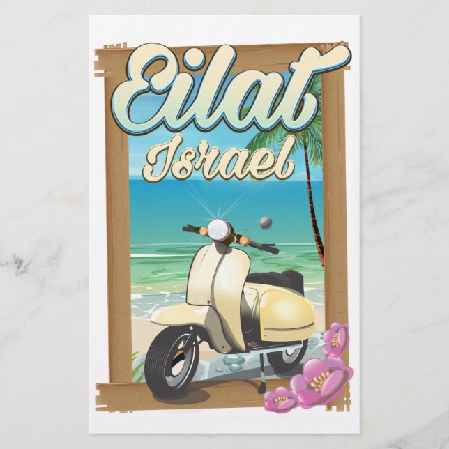 Eilat Beach Israel Scooter Reiseplakat Briefpapier (Vorderseite)