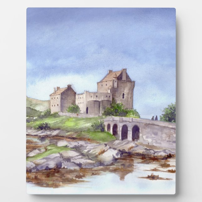 Eilean Donan Burg Wasserfarbene Malereien Fotoplatte (Vorderseite)