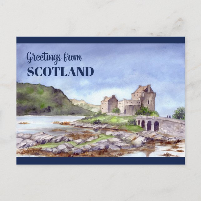 Eilean Donan Burg Wasserfarbene Malereien Postkarte (Vorderseite)
