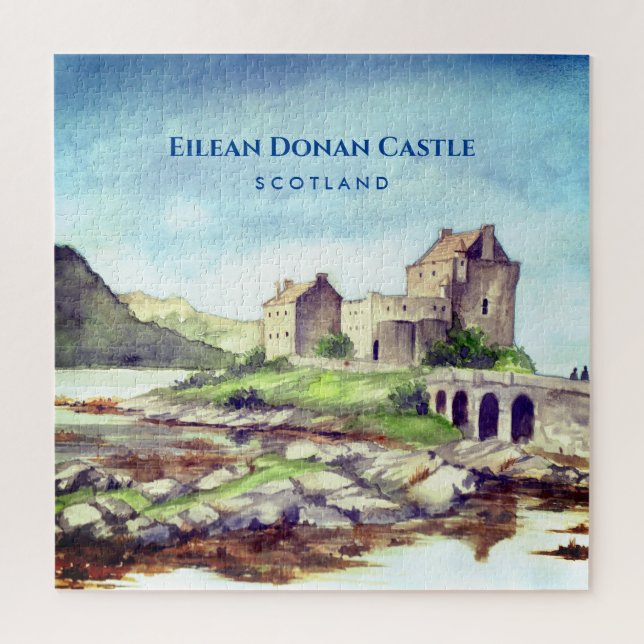 Eilean Donan Castle Scotland Aquarellmalerei (Vertikal)