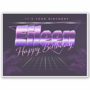 Eileen Name Vorname lila retro Sticker Geburtstag
