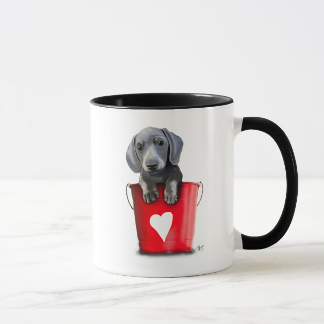 Eimer der Liebe Dackel Welpe Tasse (Rechts)