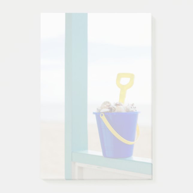 Eimer gefüllt mit Seashells Post-it Klebezettel (Vorderseite)