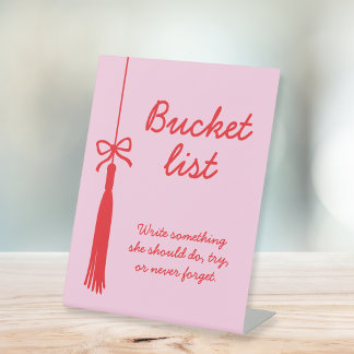 Eimer-Liste Rosa & Rote Schleifen-Quaste-Abschluss Sockelschild