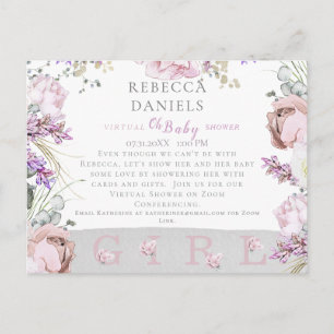 Eimer mit Rose Rosa Ach Babydusche per Post Ankündigungspostkarte