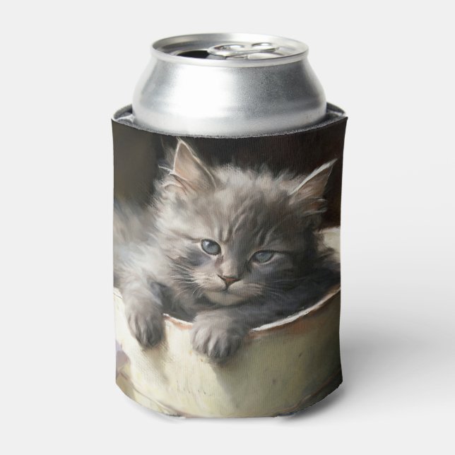 Eimer voll von Joy Sweet Gray Kitten Dosenkühler (Kanne Vorderseite)