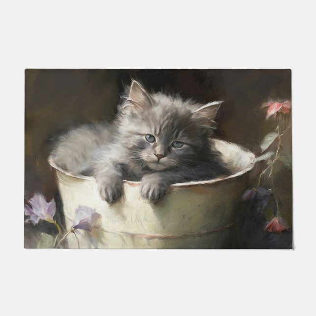 Eimer voll von Joy Sweet Gray Kitten Fußmatte (Vorderseite)