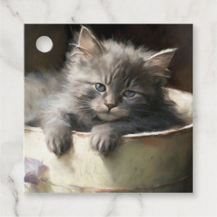 Eimer voll von Joy Sweet Gray Kitten Geschenkanhänger