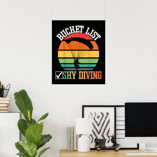 Eimerliste Fallschirmspringen Lustig Fallschirmspr Poster