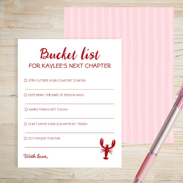 Eimerliste Nächstes Kapitel Rosa Flusskrebse Absch (Bucket List Next Chapter Pink Crawfish Graduation)