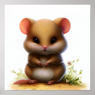 Ein 3D-Aquarellbild einer jungen Dormaus Poster