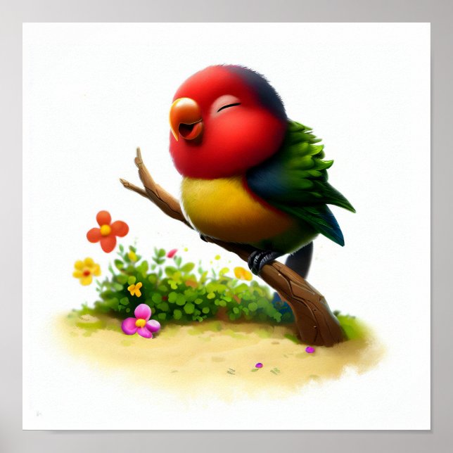 Ein 3D-Bild einer Aquarellfarbe einer farbigen Lor Poster (Vorne)