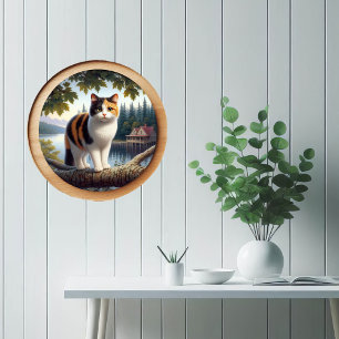 Ein 3D-Rundbild einer schönen Calico Katze Poster
