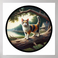 Ein 3D-Rundbild einer schönen Calico Katze