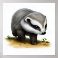Ein 3D-Wasserfarbbild eines Badgers