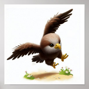 Ein 3D-Wasserfarbenbild eines Bald-Adlers Poster