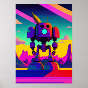 Ein 60er Inspirierte Skeleton Robot Poster