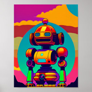 Ein 60er Inspirierte Skeleton Robot Poster