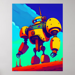 Ein 60er Inspirierte Skeleton Robot Poster
