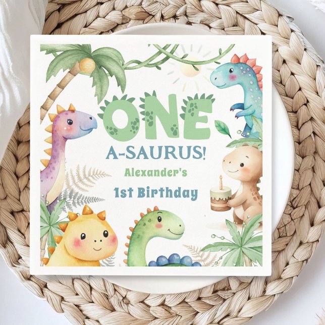 Ein A-Saurus-Junge-Dinosaurier 1. Geburtstag Serviette (Von Creator hochgeladen)