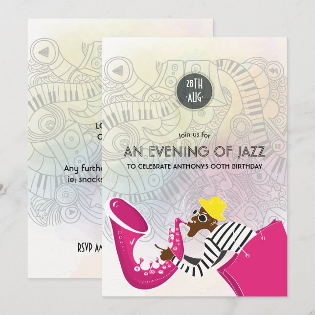 Ein Abend von Jazz jeder Party Einladung (Vorne/Hinten)